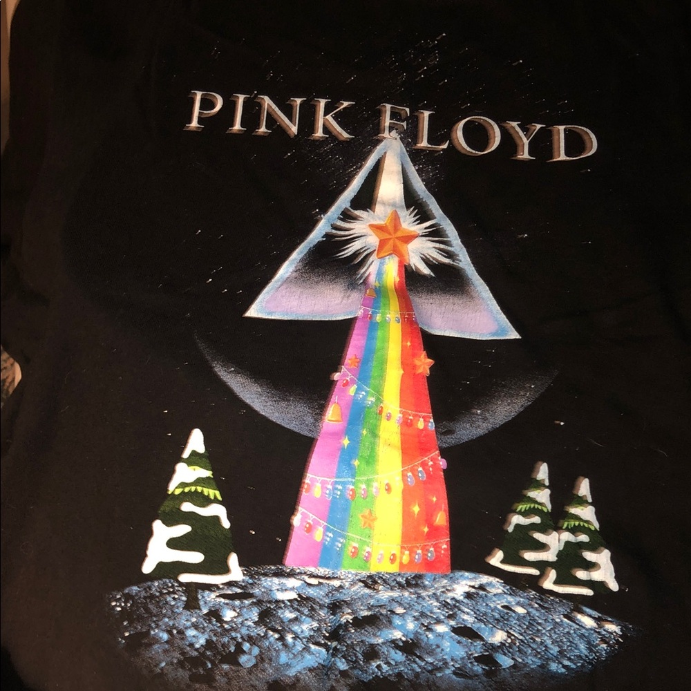 Pink Floyd Black Tee with Rainbow Prism Tree Graphic